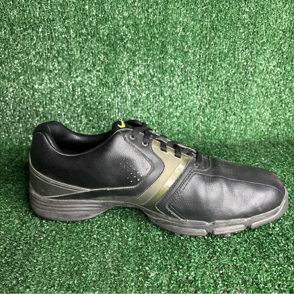 Nike Mens Lunarlon‎ Vintage Black Leather Golf Shoe Size 10 Wide 554684-001